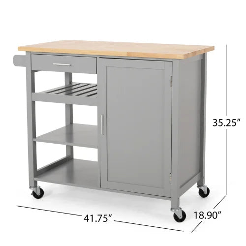 Kitchen Island Cart,41" Width Mobile Carts with Storage Cabinet,Rolling Kitchen Table with Spice Rack,Portable Islands on Wheels